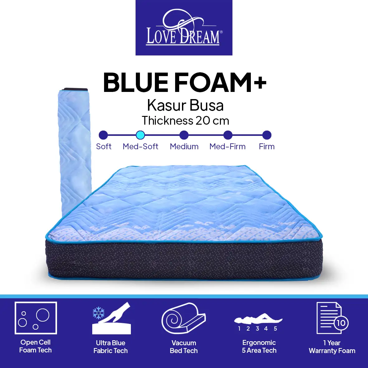 Love Dream Blue Foam + - Kasur Busa In a Box / Tebal 15cm / Tebal 20cm
