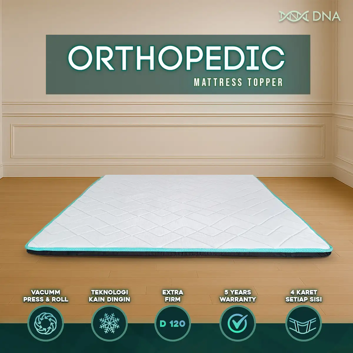 DNA Cooling Topper Standard /Orthopedic/ Latex 7cm - Rebonded Foam Density 50/120 Roll Packed