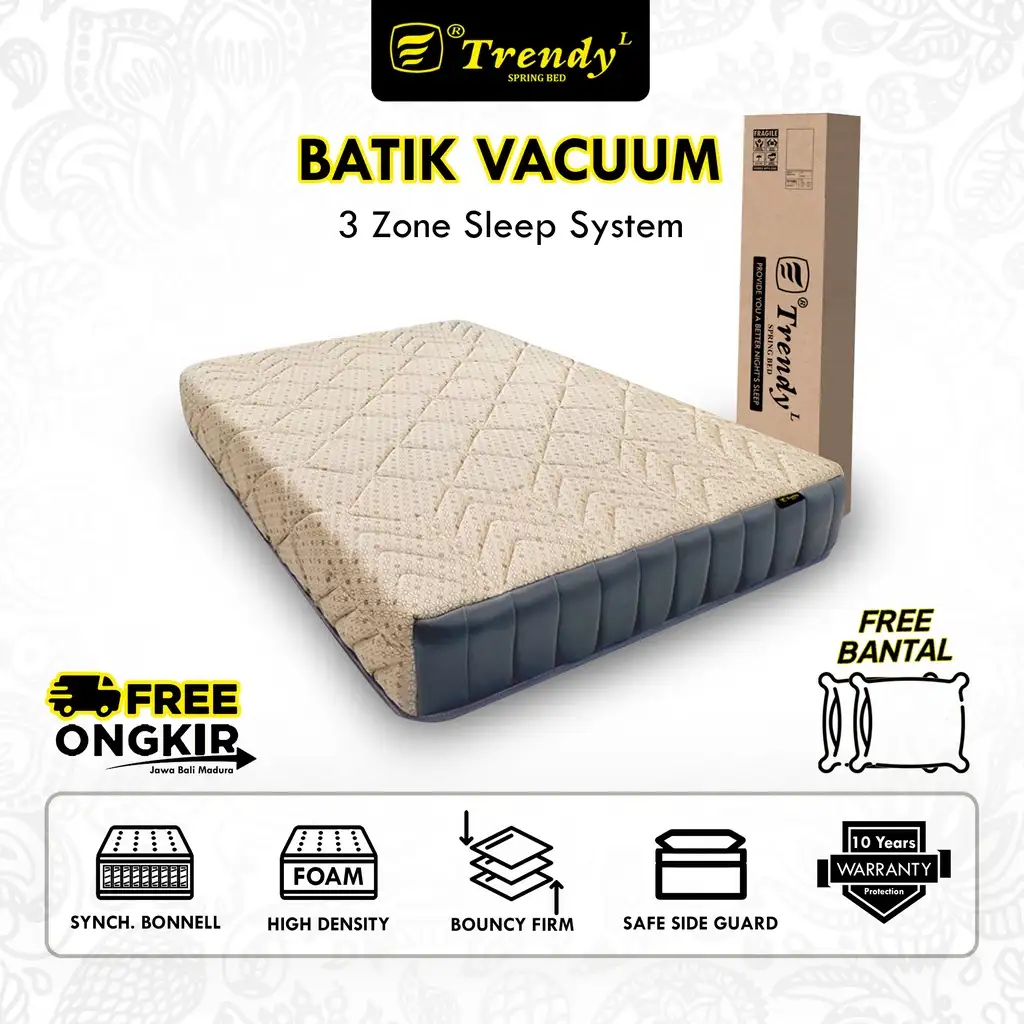 Trendy Batik Press Synchronized Spring Bed - Vacuum Press Roll - Mattress Kasur Dalam Box