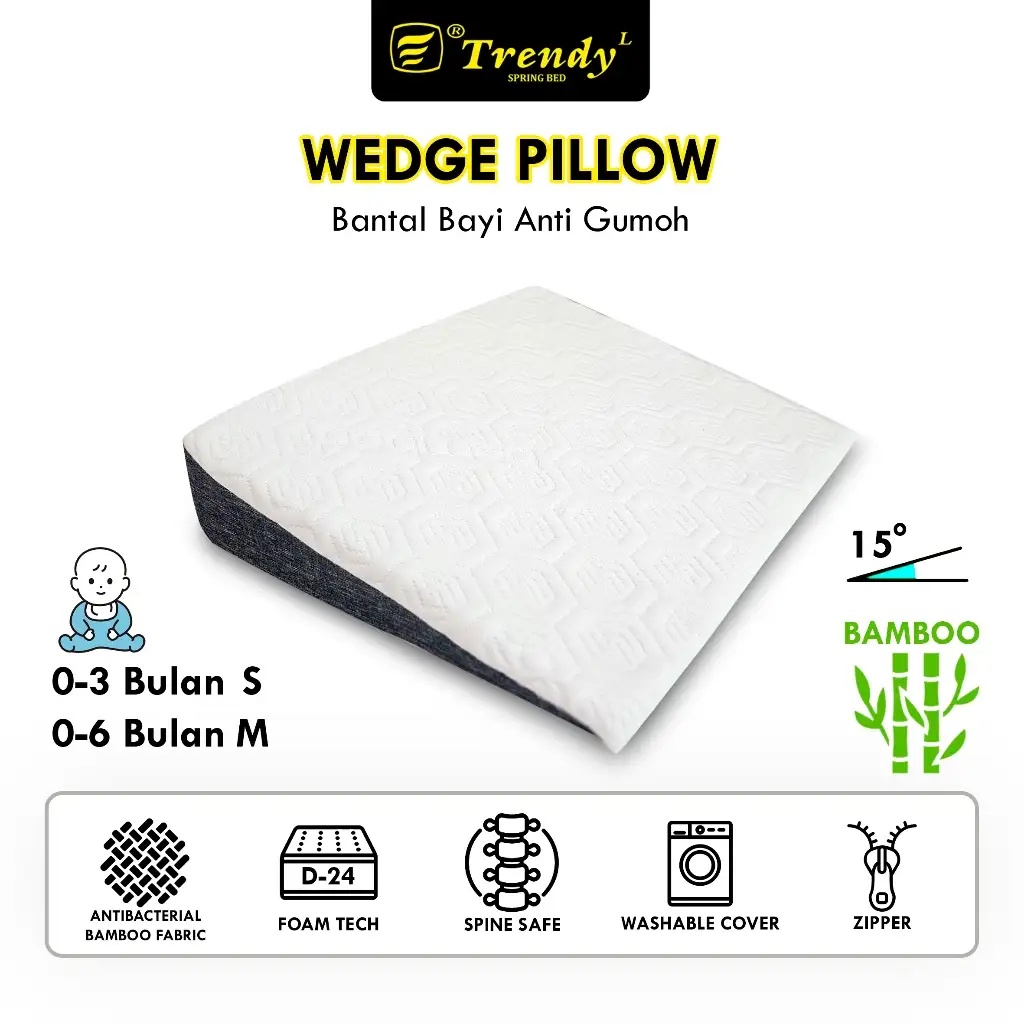 Trendy Wedge Pillow - Bantal Bayi - Bantal Miring - Bantal Anti Gumoh - Baby Pillow Wedge