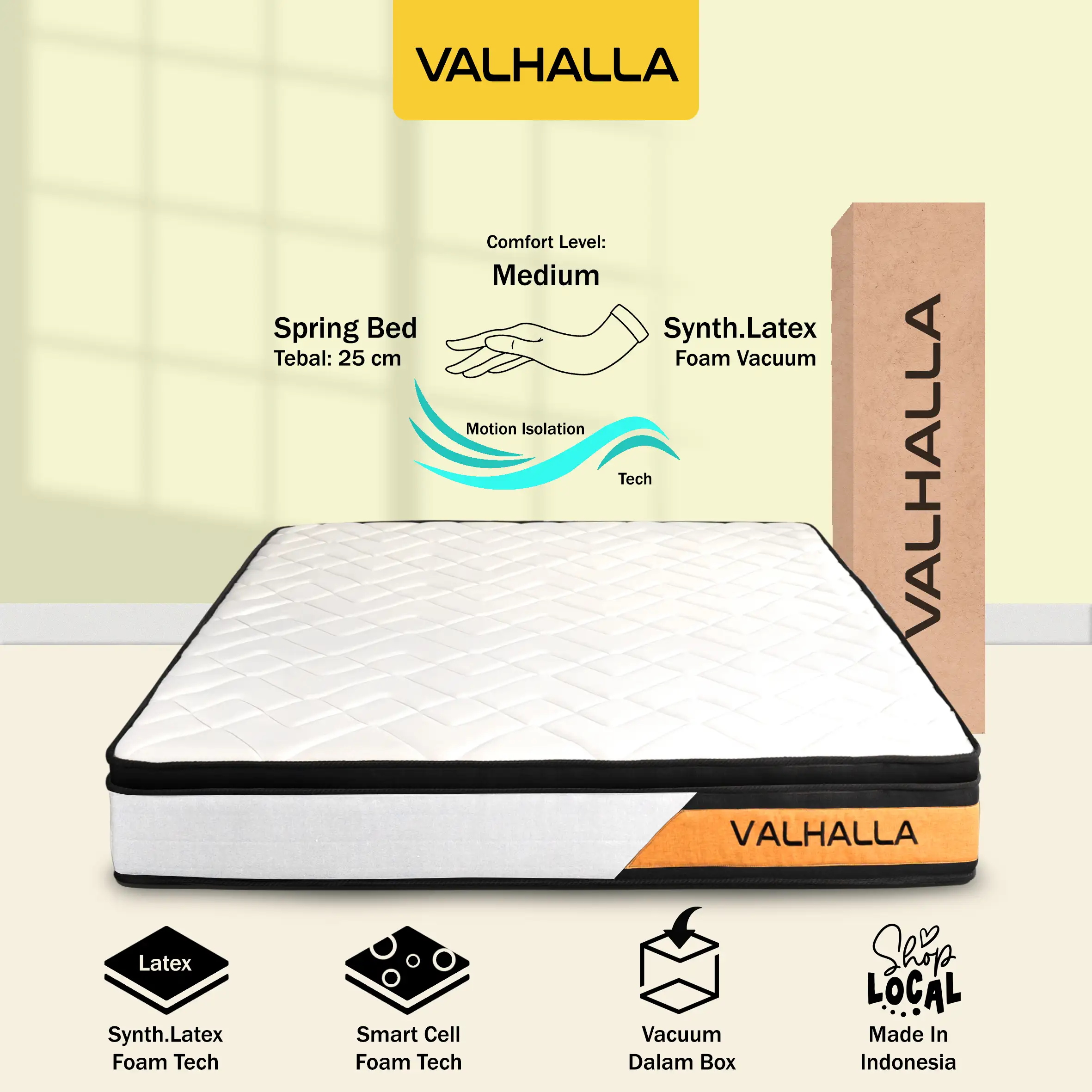 Valhalla Pocket Spring Lite 25cm - Kasur Spring Bed Motion Isolation Tebal 20-25cm