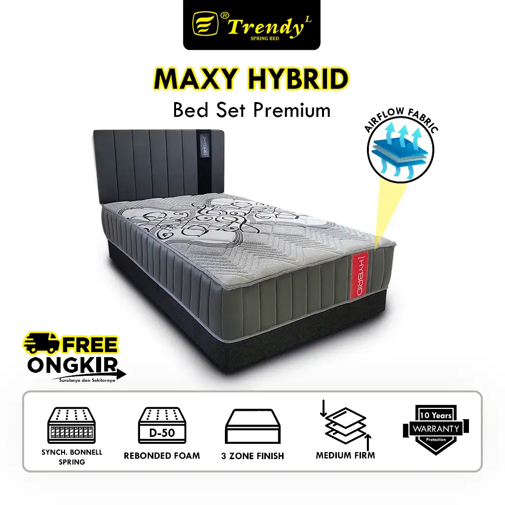 [KHUSUS SBY & SEKITARNYA] Trendy Ventura Maxy Hybrid - Kasur Spring Bed Set