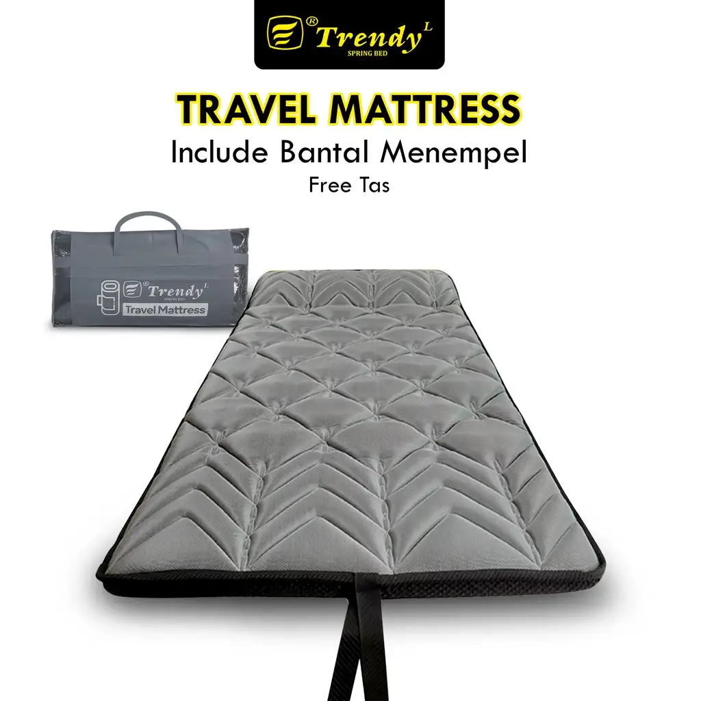 Trendy Travel Mattress Tebal 6cm Dengan Bantal - Travel Bed Kasur Gulung Lipat Lantai Matras Busa
