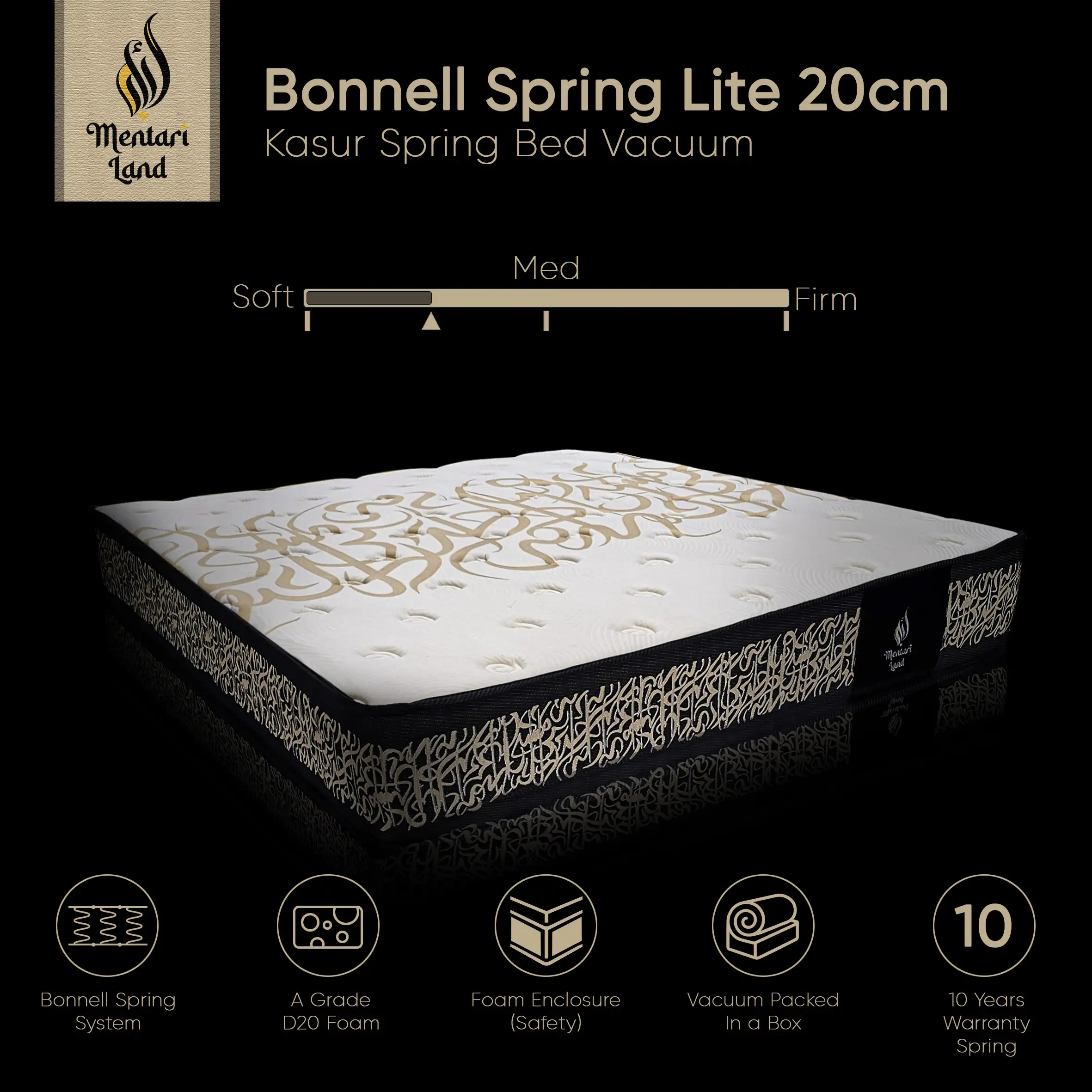 Mentariland Kasur Bonnell Spring Lite 20cm - Kasur Spring Bed Mattress Vacuum Dalam Box