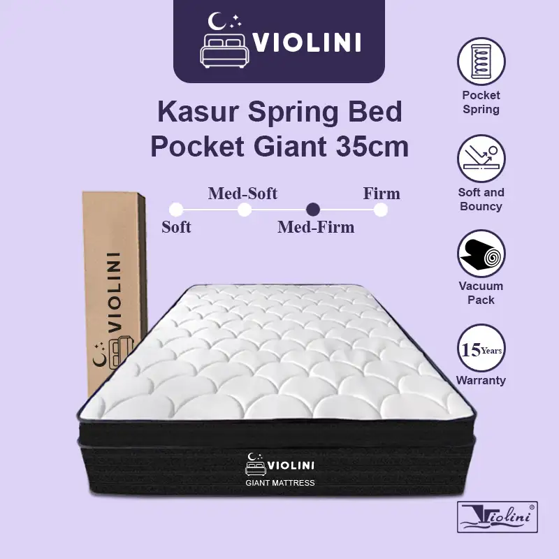 Violini Pocket Giant Mattress 30-35cm - Kasur Spring Bed Motion Isolation Vacuum Dalam Box