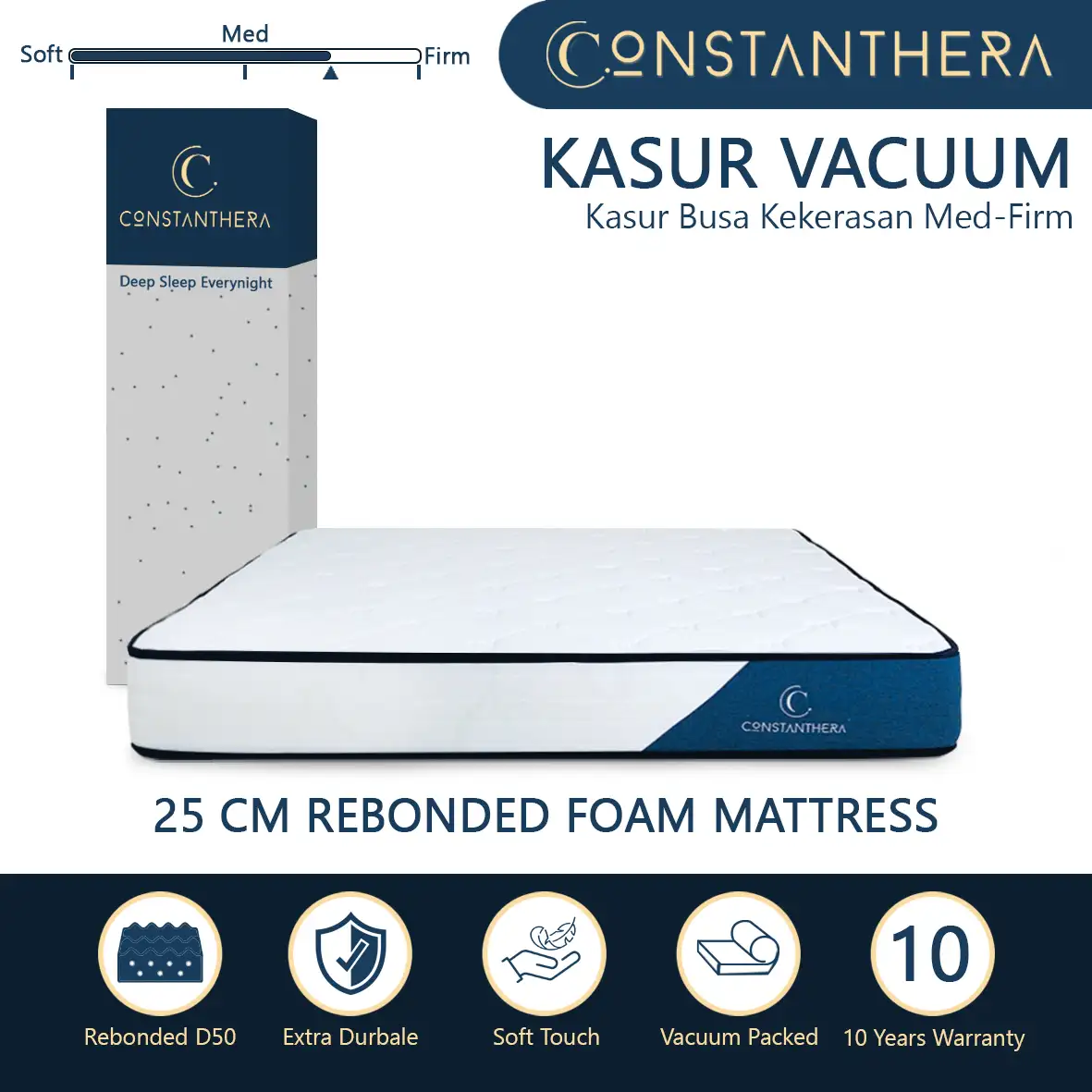 Constanthera Kasur Busa 15cm 20cm 25cm - Kasur Spons Vacuum Dalam Box