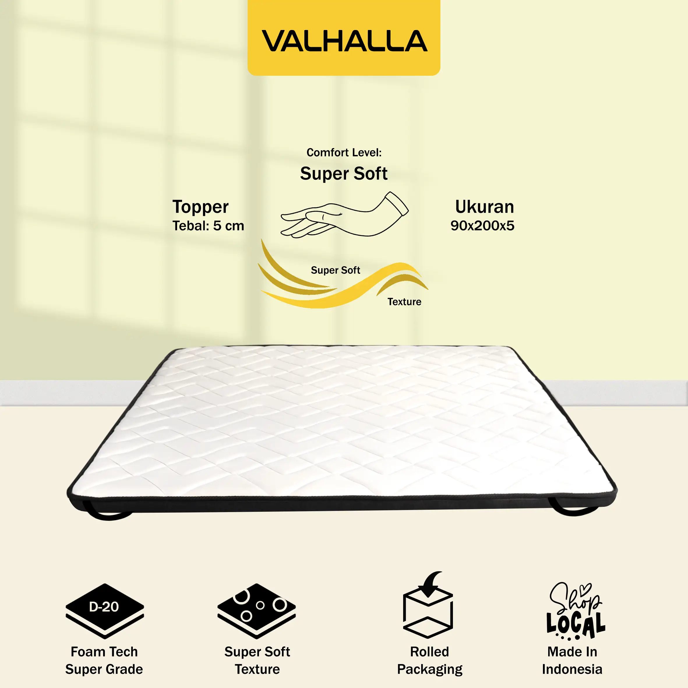 Valhalla Mattress Topper Tebal 5cm  - Alas Kasur Super Empuk / Toppers Kasur