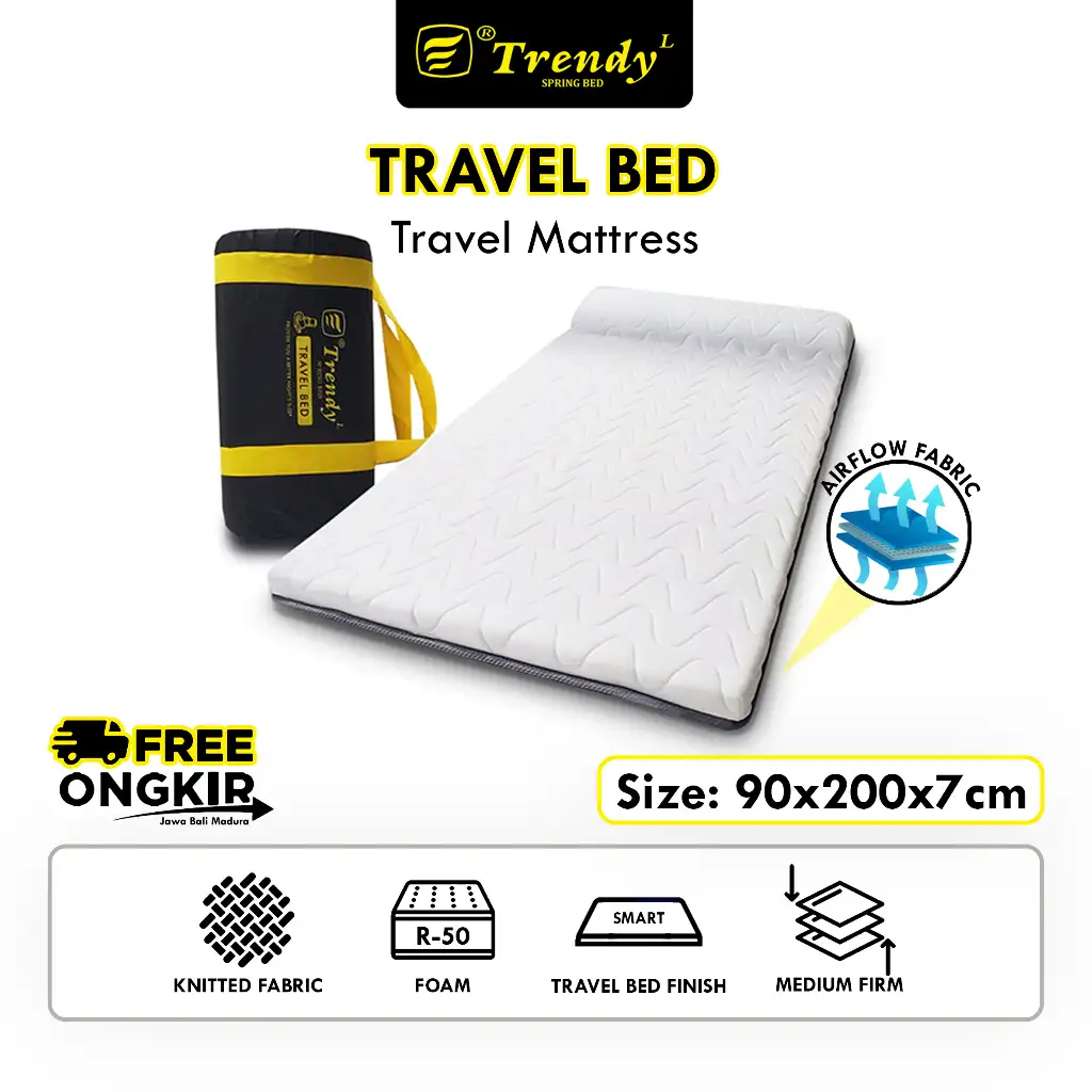 Trendy Travel Bed Busa Rebonded 90x200x7 cm - Kasur Busa / Foam Mattress / Kasur Gulung